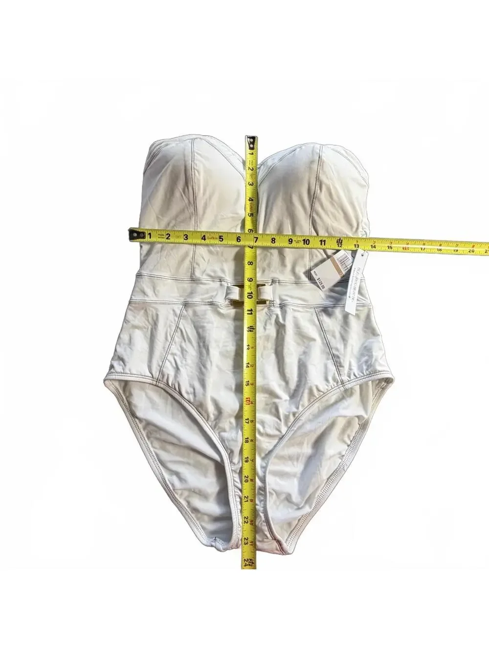 BLEU ROD BEATTIE size 12 white bandeau one piece strapless Bandeau Swimsuit NWT